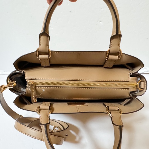 Michael Kors Reed Large Belted Satchel Shoulder Crossbody Bag MK Camel Multi - Picture 10 of 15